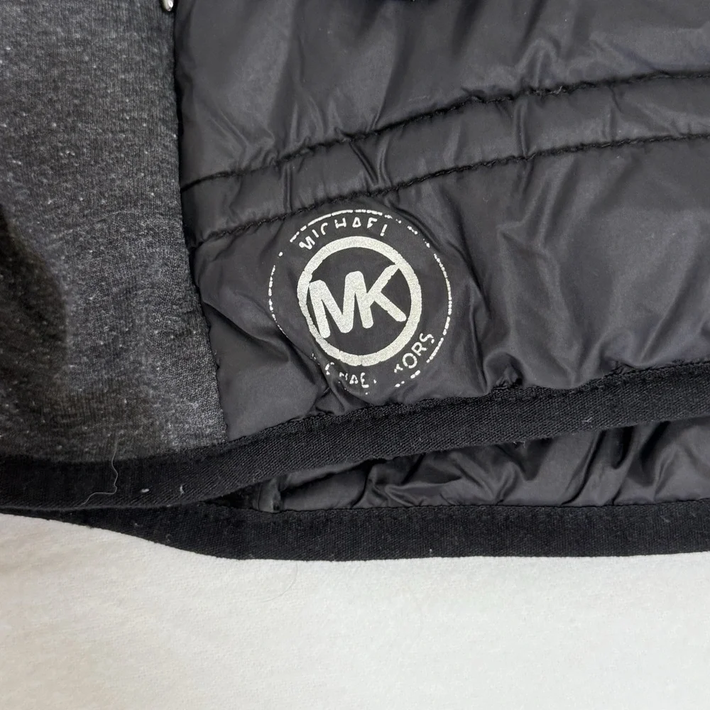 Michael Kors Black Knit-Sleeve Puffer Coat Hooded Zip Up Women's Size Small - Picture 6 of 9